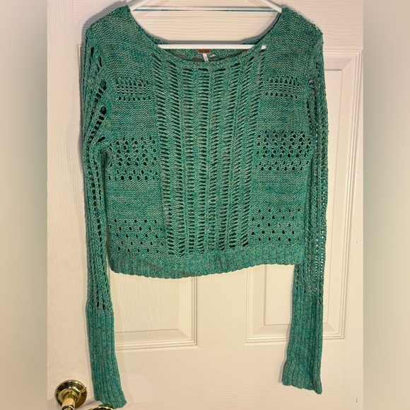 Free People Open Knit Cropped Sweater - Picture 2 of 12